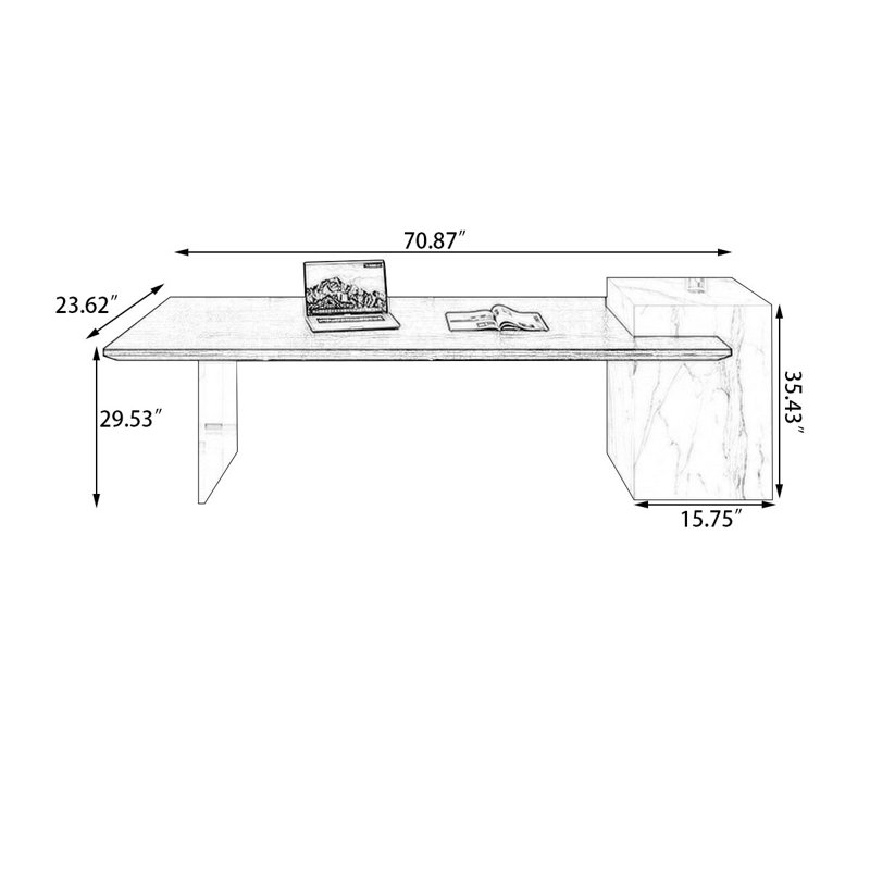 Black Rectangular Solid Wood desks, 29.53" H x 70.87" W x  23.62