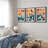 Abstract Vibrant Color Blocks "Contemporary Bold Orange Blue Abstract Artwork, Mid Century Modern Boho Pictures, 3 Pieces Canvas Giclee Digital Print Wall Art"  -100707261-100707258