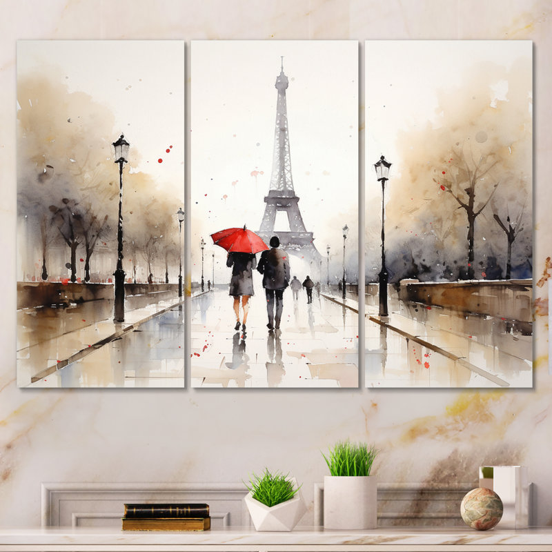 Ensemble de salon Paris Couple In Love Vintage Eiffel Tower IV - City Paris, H 28 po x l 36 po x P 1 po