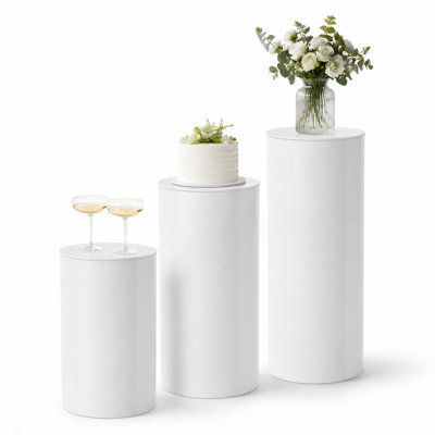 Supports cylindriques pour la décoration de table de fête (lot de 3), supports ronds réutilisables, colonnes décoratives pour table de desserts, fête de naissance, anniversaires et mariages.