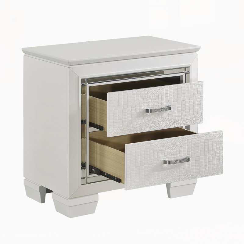 Table de chevet moderne avec tiroirs, Blanc