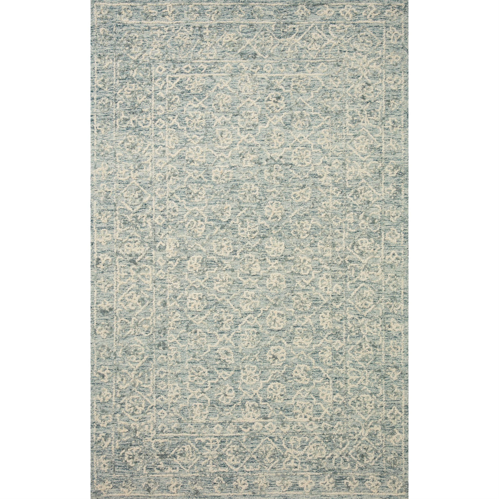 Millcreek Handmade Wool Ocean/Ivory Rug, Rectangle 8'6" x 12'