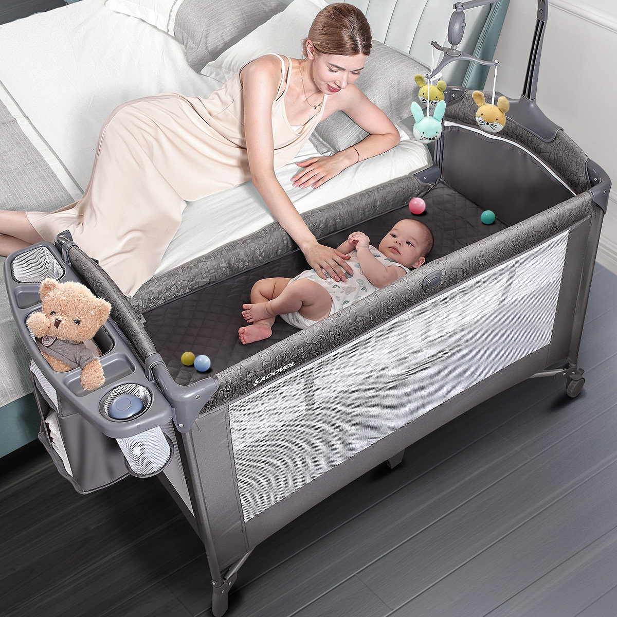 Aerobath 3 In 1 Nursery Center Includes Bedside Crib, Pack and Play