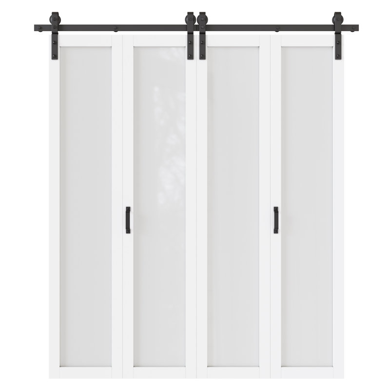 Portes de grange doubles coulissantes en verre à fixation supérieure, 50 po x 84 po