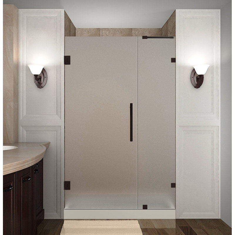 Nautis 47.25" - 48.25" x 72" Hinged Frameless Shower Door, Frosted
