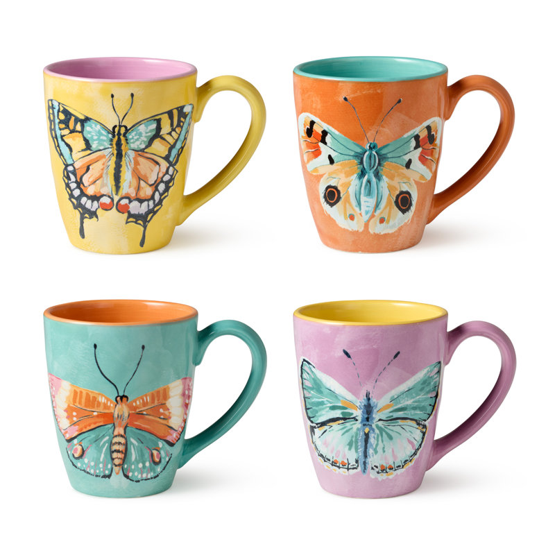 Butterflies Set of 4 Mugs 16oz 4 asst.
