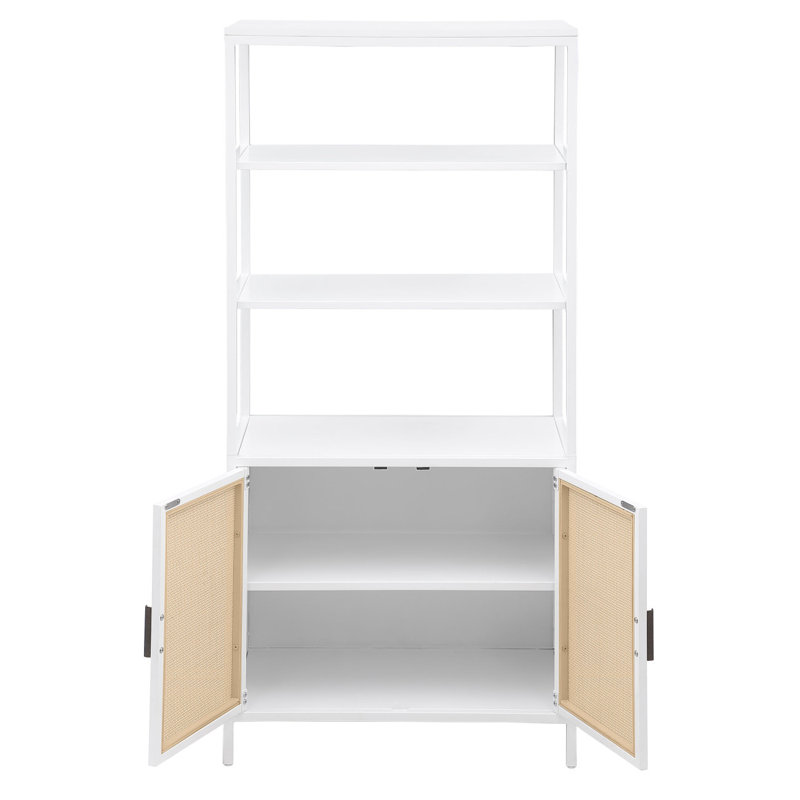 Kenneth White 3-Shelf Radio Weave Accent Cabinet, White/Natural