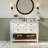 48" Fully Assembled Single Bathroom Vanity with 4 Drawers, Shelf and Engineered Marble Top,White-123126451