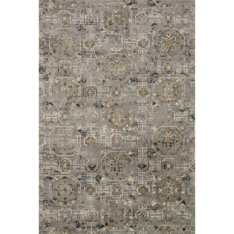 Tapis gris à motif géométrique Magdy, Rectangle 9 pi 3 po x 13 pi