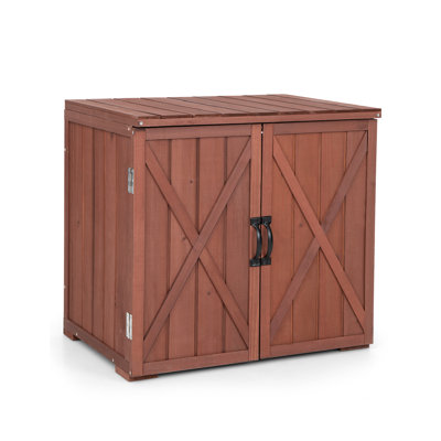 Water Resistant Fir Solid Wood Cabinet Deck Box in Reddish Brown