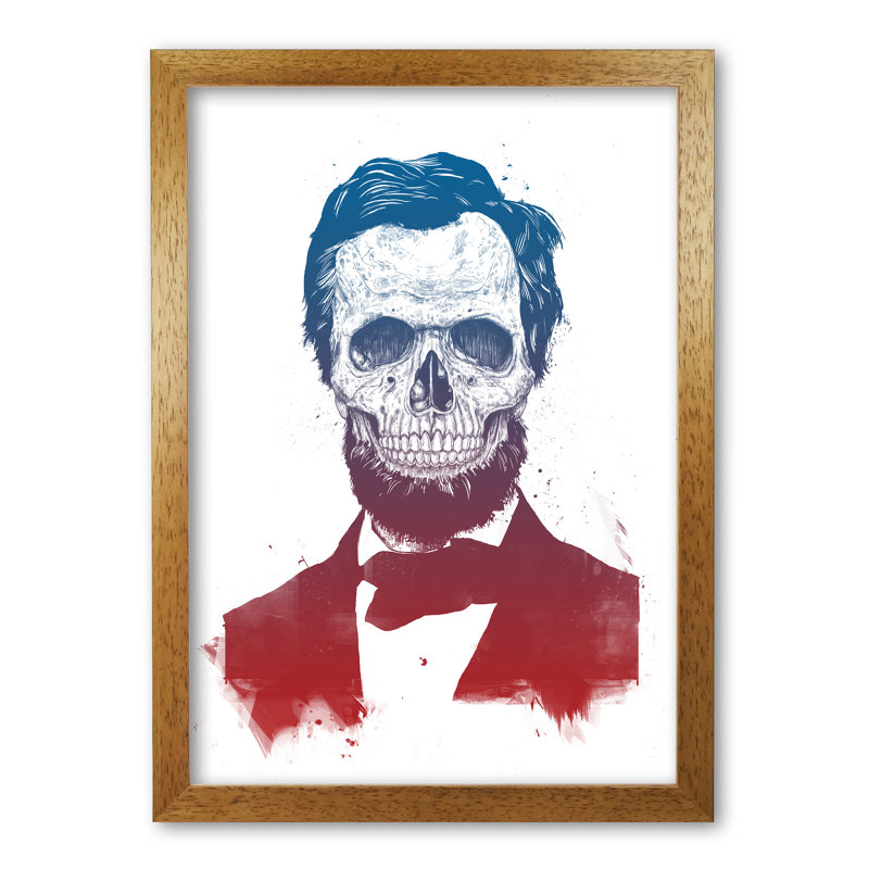Dead Lincoln Skull by Mercedes Lopes Charro - Print, Honey Oak, 42 cm H x 29.7 cm W x 5 cm D