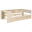 Lit plateforme simple en bois avec tablettes de rangement, tiroirs, station de charge et tête de lit tapissier, crème-1193285349-1193285350