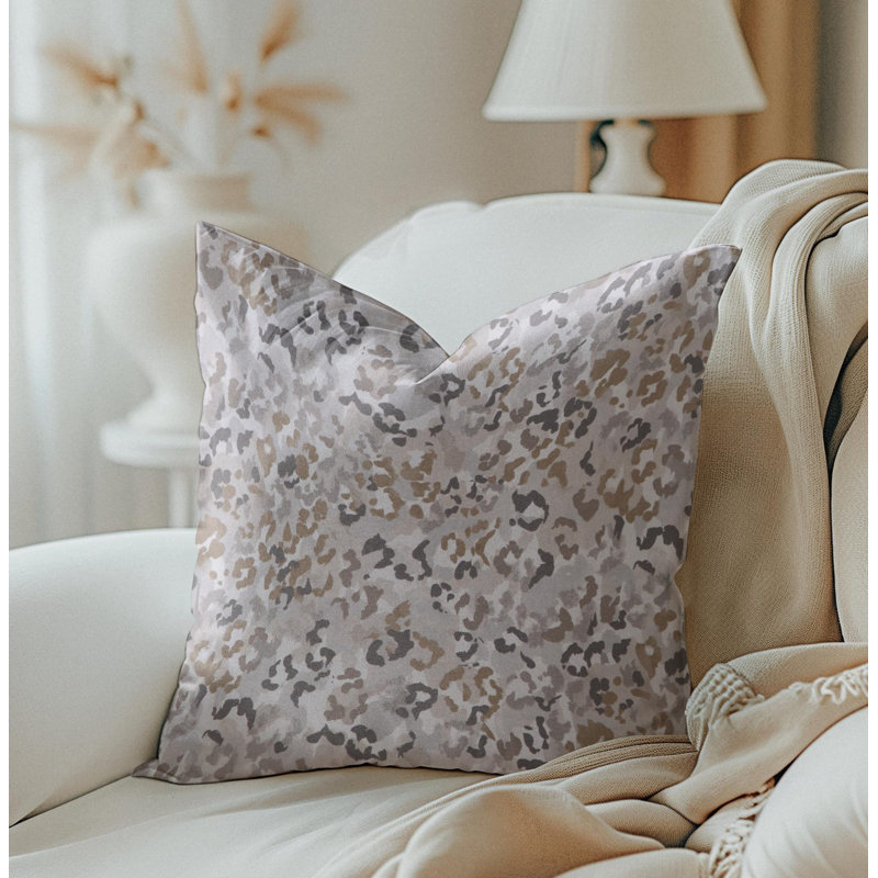 Housse de coussin léopard beige et beige, H 12 po x l 19 po