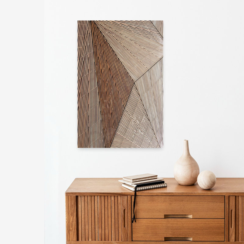 Structure en bois, art abstrait contemporain, H 24 po x l 16 po