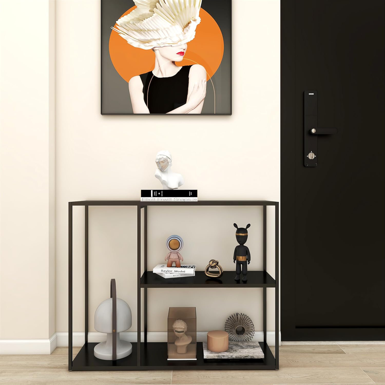 17 Stories Industrial Metal Console Table With 3-Tier Storage Shelves ...
