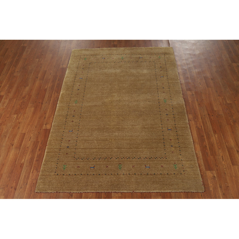 Brown Gold Gabbeh Oriental Rug 5x7