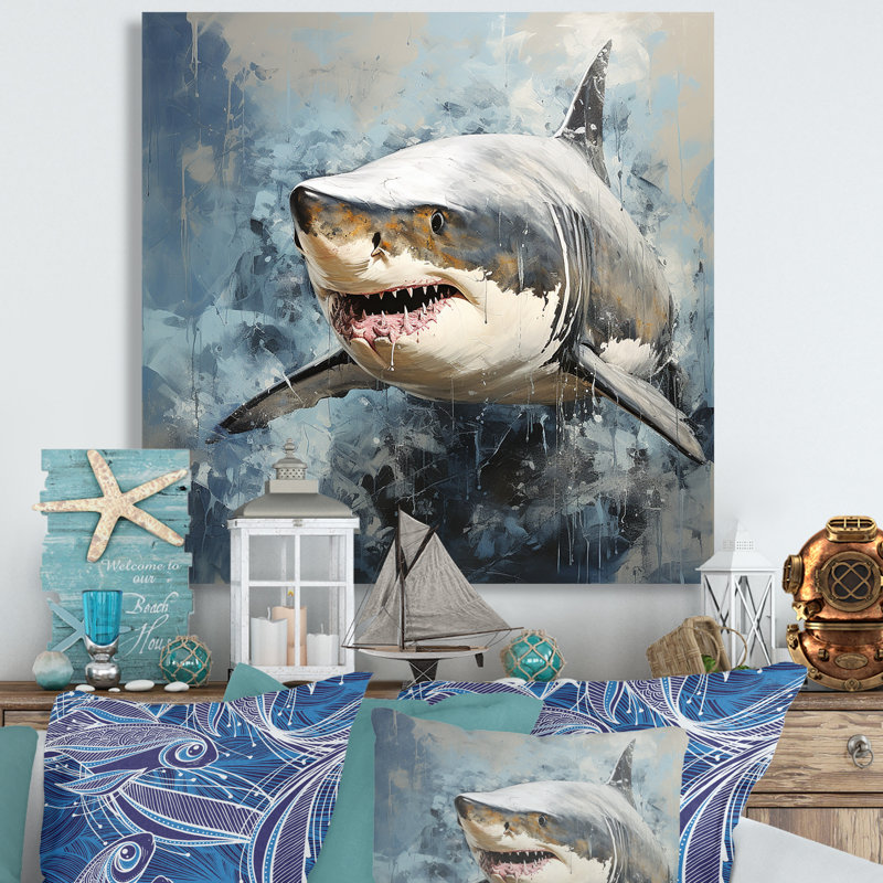 Ombre de requin gris II - art mural animaux côtiers, Toile tendue, H 16 po x l 16 po x P 1 po