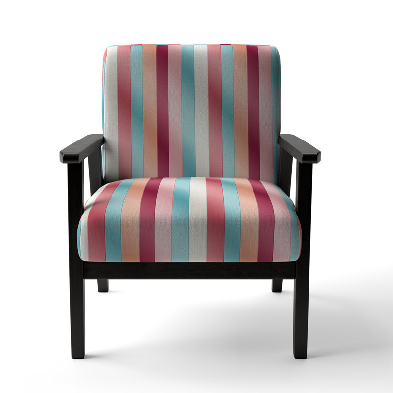 Vibrant Pink Striped Harmony Pattern - Upholstered Modern Arm Chair, Striped Pattern Accent Chair