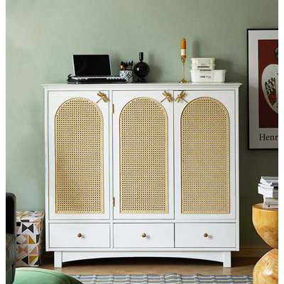 Armoire à chaussures en rotin réglable en bois massif