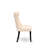7-pc kitchen Dining Set consists of a rectangular table and 6 Light Beige Polyester modern chairs with Button Tufted Back, 44x100 Inch, Sand Blasting Black-1449195202