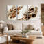 Ensemble de 3 toiles abstraites métalliques bronze et beige-1039053208
