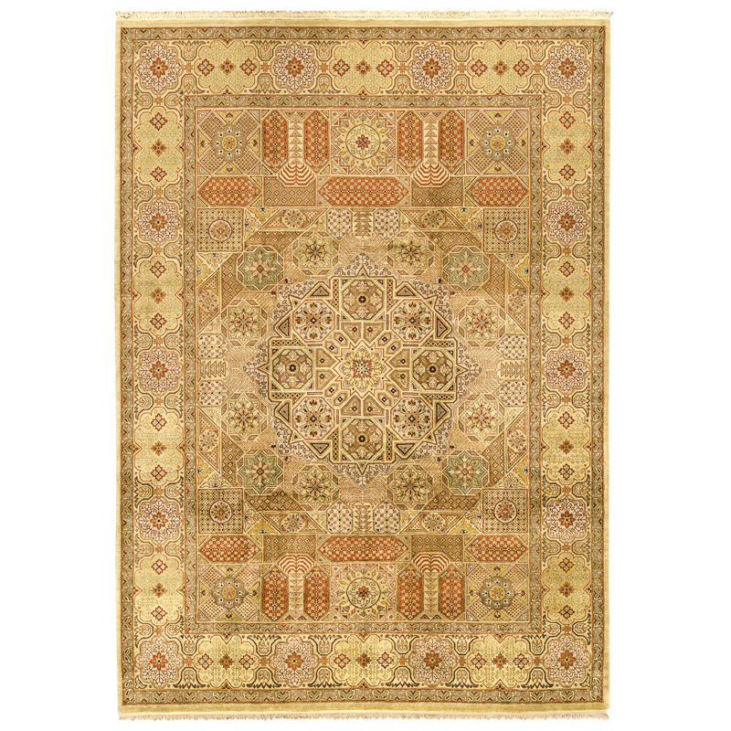 Hand Knotted Wool Area Rug in Cream