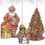 Ensemble de 3 ornements en bois de père Noël d'inspiration afro-américaine