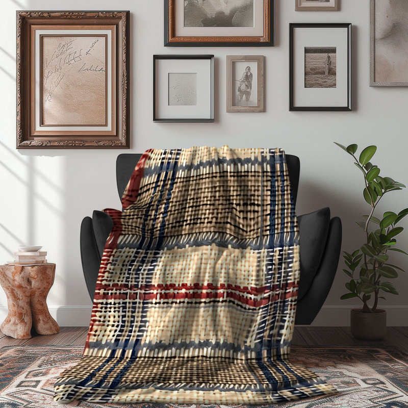 Tartan Knit Warmth - Couverture sherpa de qualité supérieure 1 pièce, Lit simple