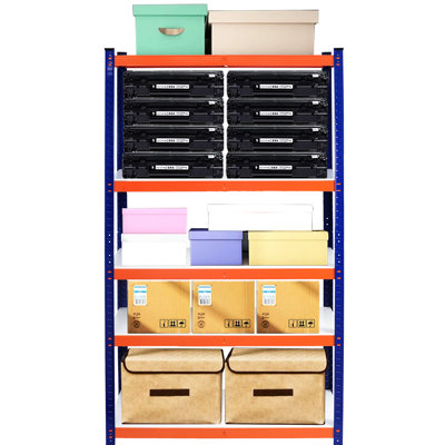 Heavy Duty Garage Storage Shelf - 71" H X 35.4" W 15.87" D, Organize Your Garage, Pantry Blue Tall Metal Duty, Wide Deep, For Pantry, Closet, Kitchen, Warehouse, Basement, Living Room