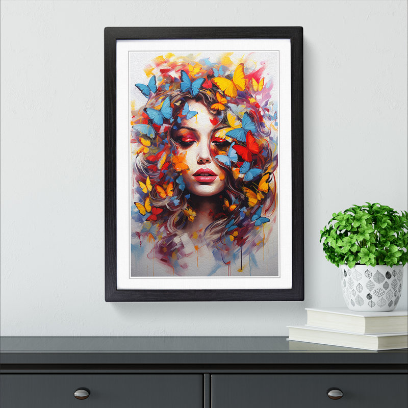 Butterfly Action Painting Art - Framed Print, Black Framed, 34cm H x 25cm W x 2cm D