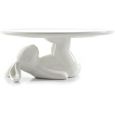 Présentoir à petits gâteaux, décorations de Pâques, assiettes à dessert en céramique pour œufs et biscuits, cadeaux de bonbon lapin, 8,3 po blanc