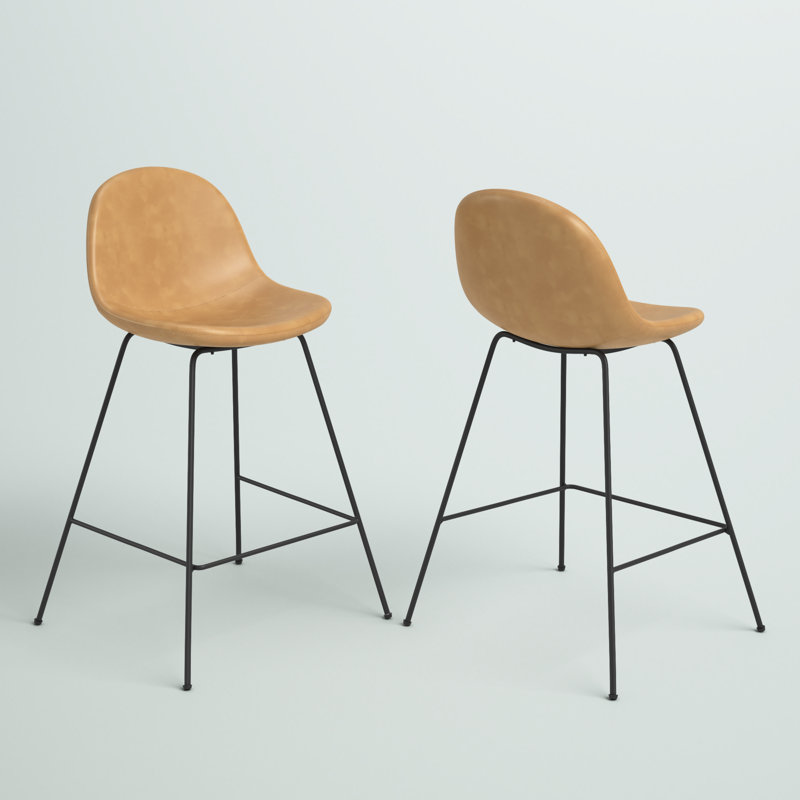 Oslo Upholstered Counter Stool with Metal Frame, Camel