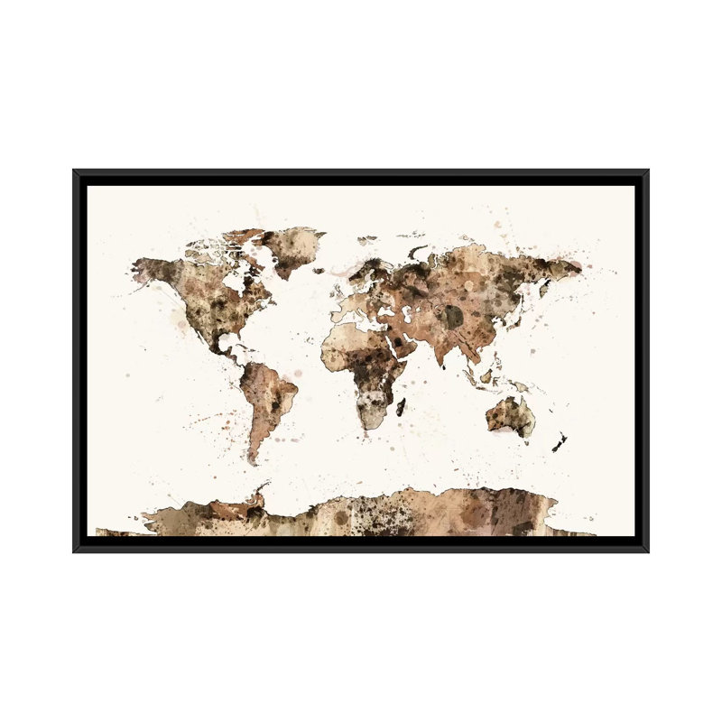 Série de carte du monde : impression sur toile tendue, impression sur toile tendue, H 18 po x l 26 po x P 1,5 po
