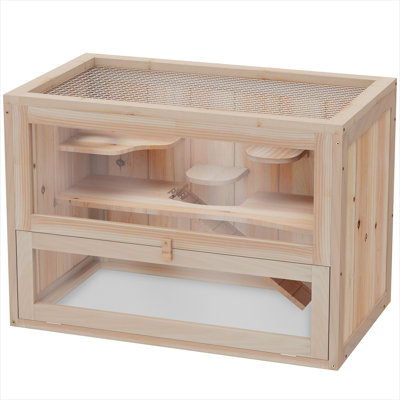 Échelle 9,2 x 5,4 x 6,5 po pour espace extérieur en bois de sapin naturel, avec construction en verre