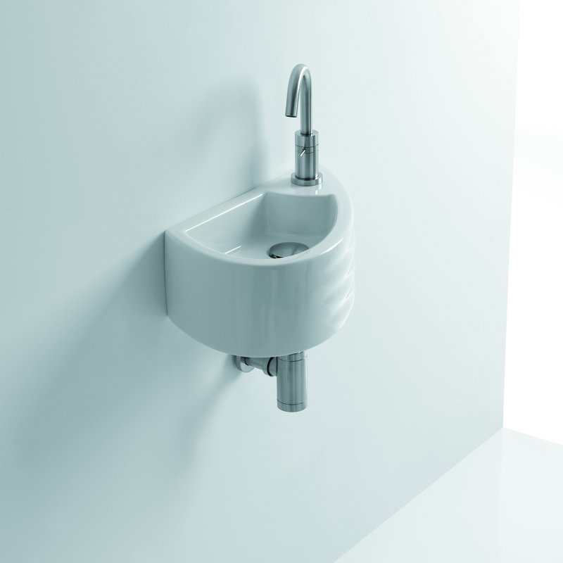 Lavabo de salle de bain mural à support en céramique avec trop-plein Whitestone
