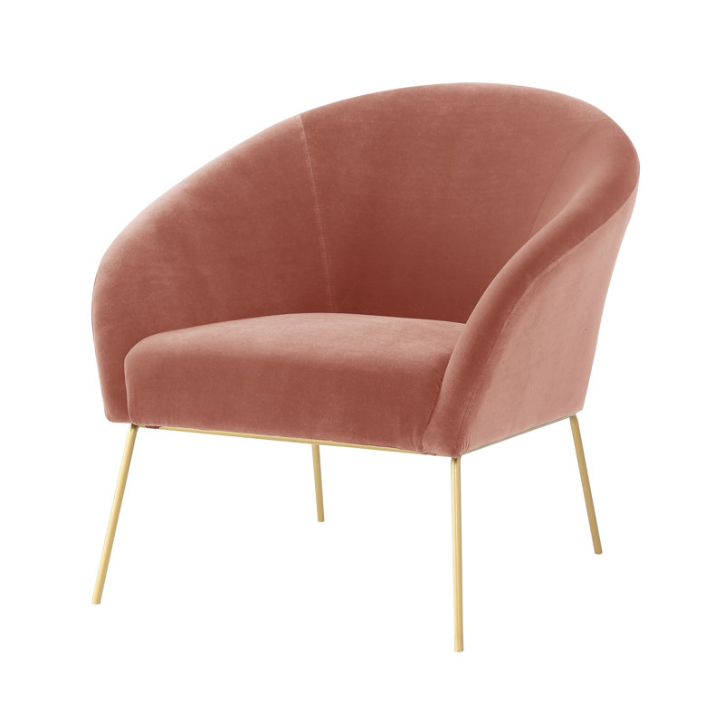 Fauteuil demi-tonneau en velours 31 po Lucent, Rosé