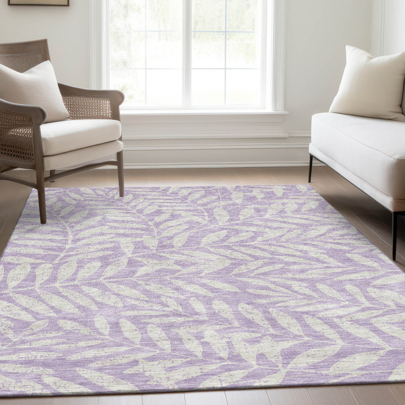 Premium Machine Washable Prisco Lavender Rug, Rectangle 5' x 7'6"