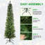 Arbre de Noël au crayon - arbre mince en PVC avec 263 pointes, conception compacte, support en métal stable, parfait pour les petits espaces et les coins-149499237-149499238
