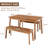  3-Piece Soild Wood Table Bench Dining Set Furniture With 2 Benches For Outdoor and Indoor, Picnic, Garden, Terrace