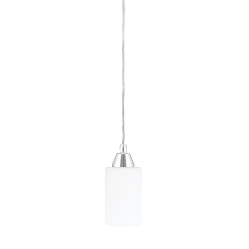 Mini-luminaire suspendu avec cordon en verre blanc 4 po Any, Chrome