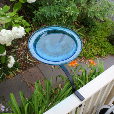 Bain d'oiseaux craquelé 12 po avec support de fixation sur rail