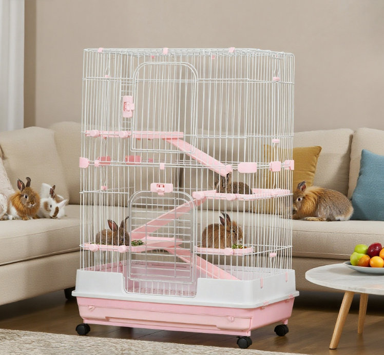Cage à lapins pour petits animaux avec roulettes pour l'extérieur / l'intérieur, H 43,3 po x l 32 po x P 20,8 po
