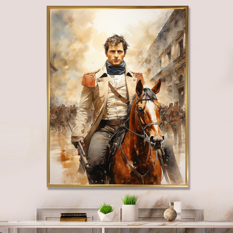 «Emperor Napoleon Bonaparte Portrait», reproduction d'art sur toile, H 32 po x l 24 po x P 1 po, Cadre flottant doré