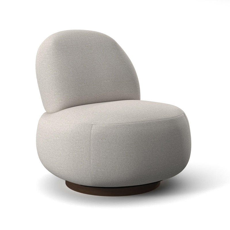 Lulu Upholstered Swivel Slipper Chair, Molasses, White 5555-000