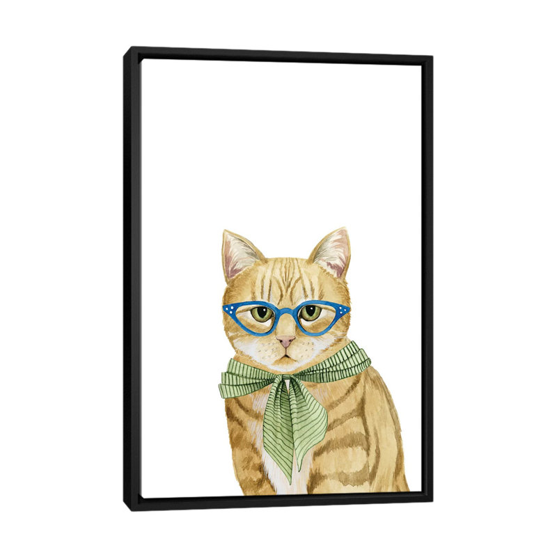 «Cool Cat IV», impression sur toile, H 26 po x l 18 po x P 1,5 po, Toile avec cadre flottant noir, Pas de tapis