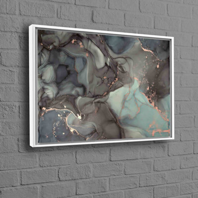 Gray And Blue Marble Modern Wall Art Shimmering Luxury Canvas Poster For Premium Wall Decor
