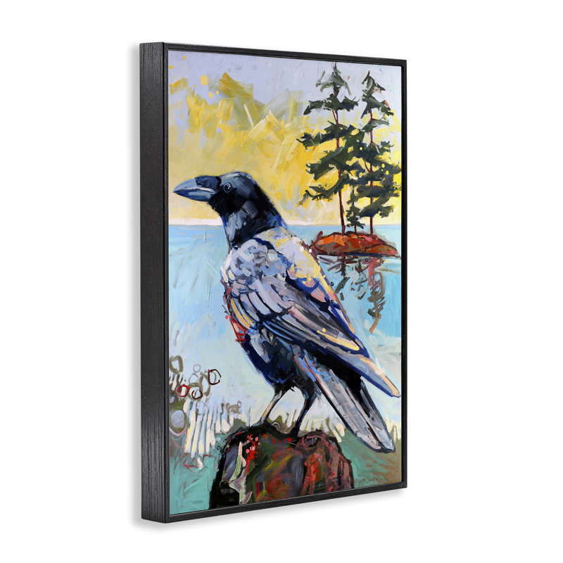  Corbeau dans un paysage moderne, estampe numérique encadrée par Adam Swanson, H 18 po x l 12 po, Giclée encadrée noir minuit