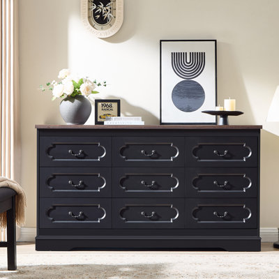 Farmhouse 59" W 9 Drawer Dresser for Bedroom, Rustic Tall Chest of Drawers for Bedroom by Winston Porter