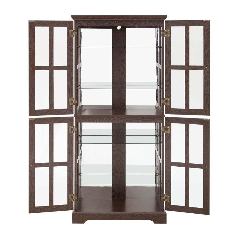 Exquisite Curio Display Cabinet with Four Glass Doors and Adjustable Shelves, Perfect for Showcasing Precious Collectibles in Style