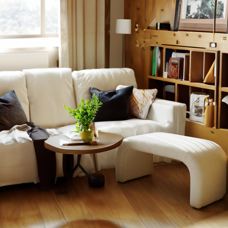 Banc rembourré Ziyear Teddy, Crème